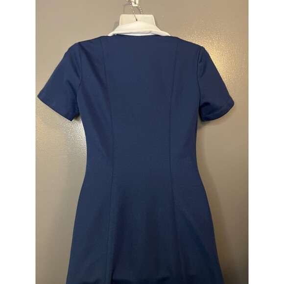 Crest Careers Dress Womens 6 Navy White Zip Front Short Sleeve Uniform Made USA - Picture 7 of 11